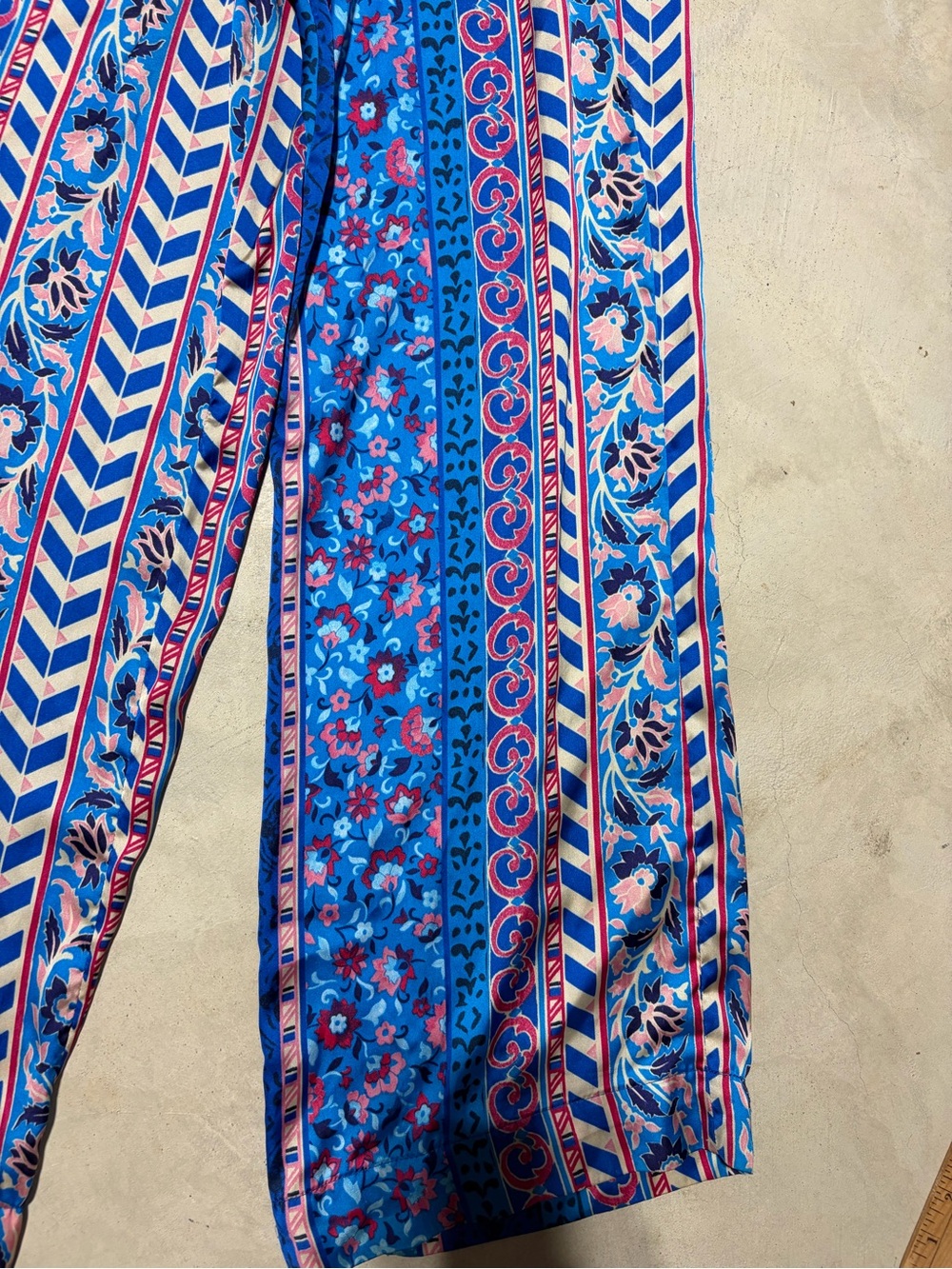 Zara Blue Multi-Pattern Wide-Leg Pants - Picture 5 of 14